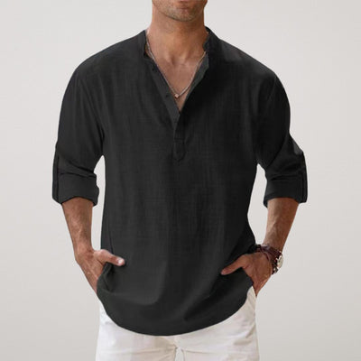 Liam | Andningsbar Henley-skjorta med linnelook 2+1 gratis