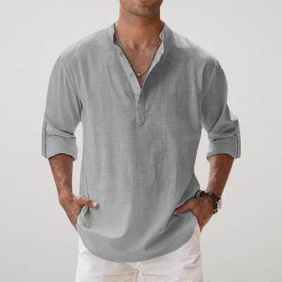 Liam | Andningsbar Henley-skjorta med linnelook 2+1 gratis