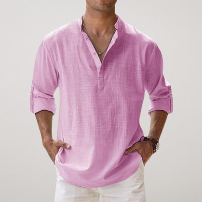 Liam | Andningsbar Henley-skjorta med linnelook 2+1 gratis