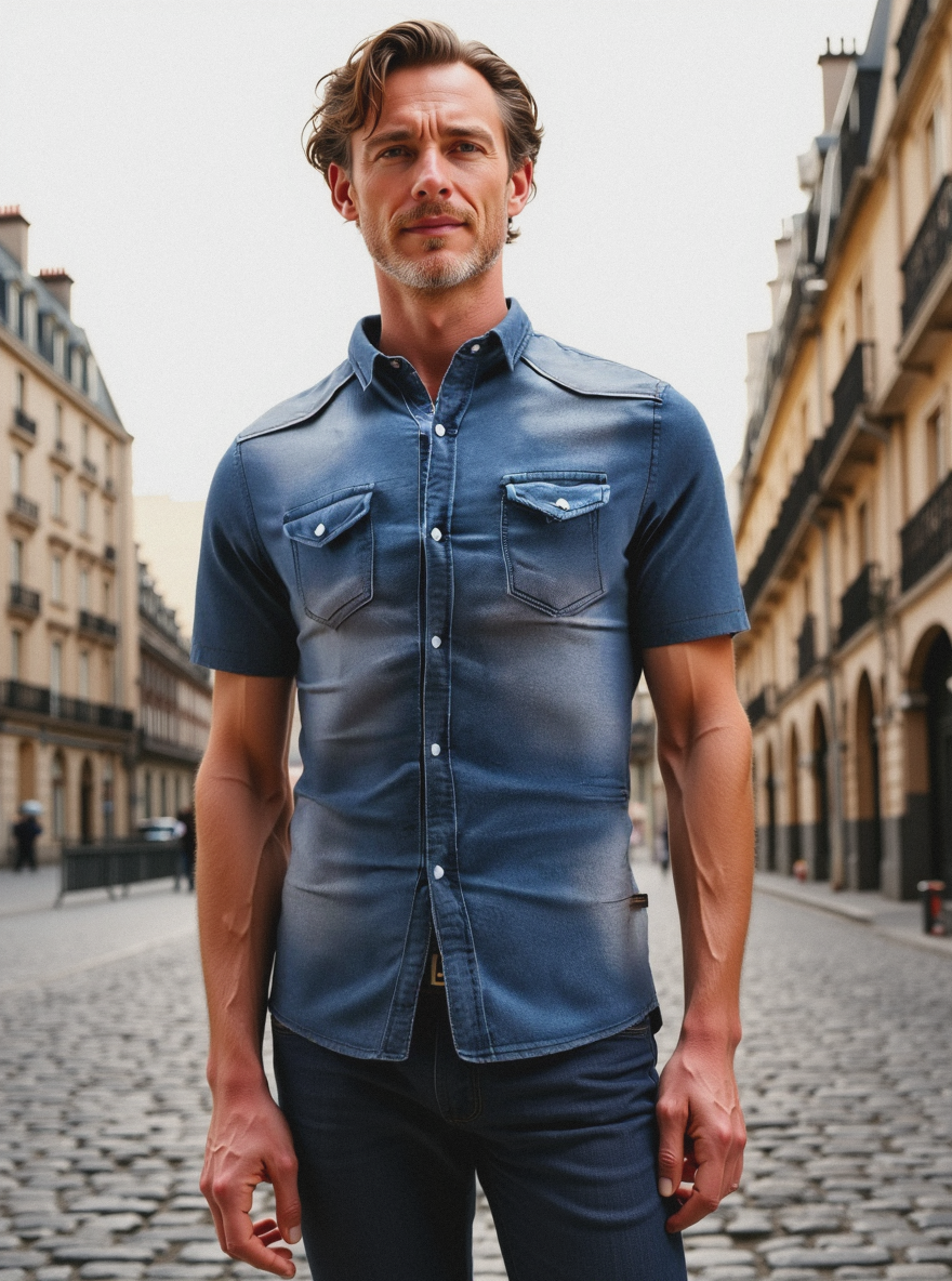 Linus | Kortärmad denimskjorta – Robust stil & ultimat komfort