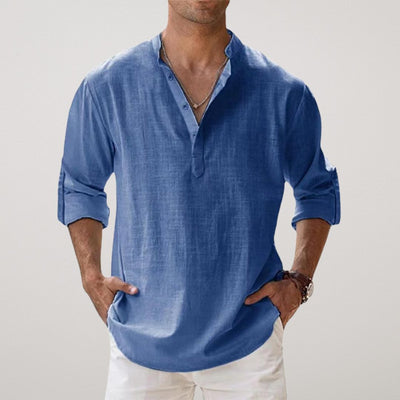 Liam | Andningsbar Henley-skjorta med linnelook 2+1 gratis
