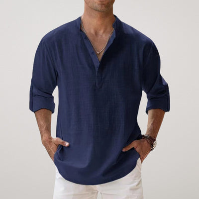 Liam | Andningsbar Henley-skjorta med linnelook 2+1 gratis