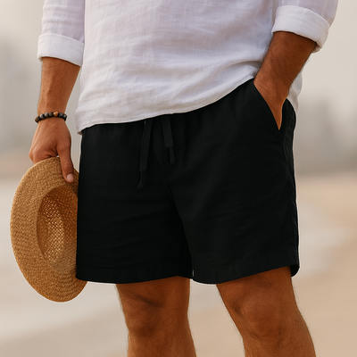 Justus | Eleganta Shorts i Bomull med Resår i Midjan