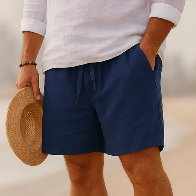 Justus | Eleganta Shorts i Bomull med Resår i Midjan
