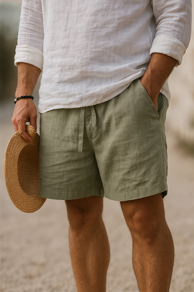 Justus | Eleganta Shorts i Bomull med Resår i Midjan