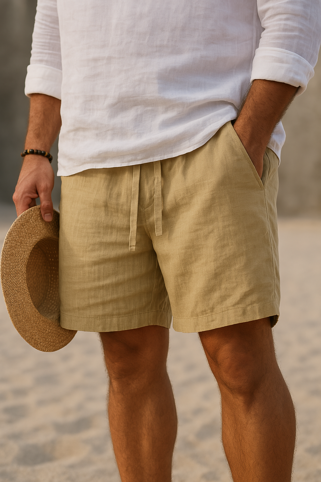 Justus | Eleganta Shorts i Bomull med Resår i Midjan
