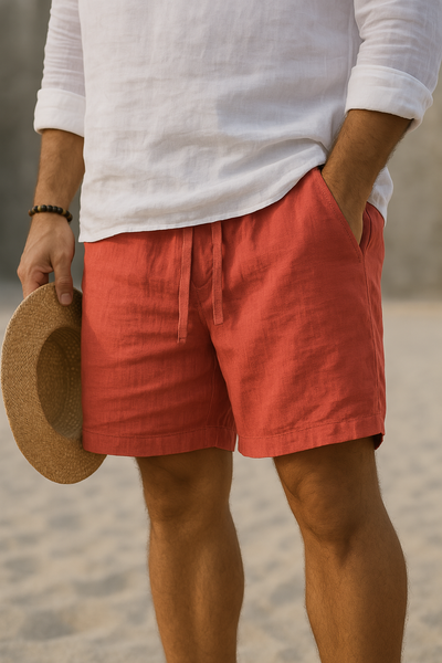 Justus | Eleganta Shorts i Bomull med Resår i Midjan