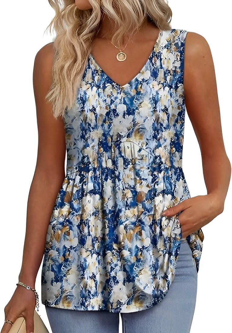 Gula Blå Blommor / 2XL