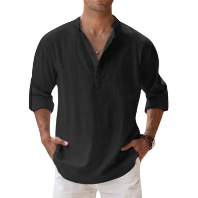Liam | Andningsbar Henley-skjorta med linnelook 2+1 gratis
