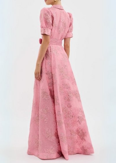 Juni | Elegant Midiklänning med Blommig Struktur