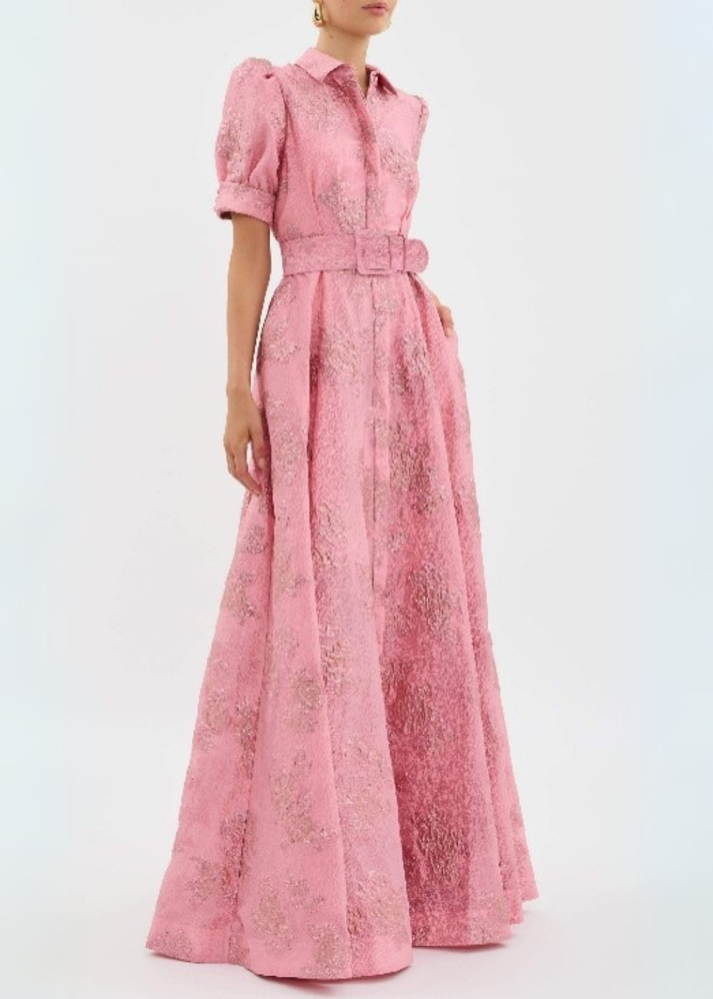 Juni | Elegant Midiklänning med Blommig Struktur
